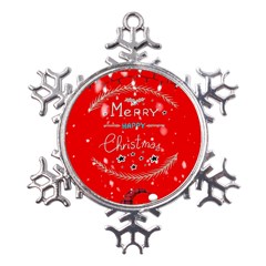 Merry, Happy Christmas, Christmas Gnome Metal Large Snowflake Ornament by kyorashop23