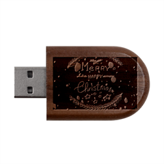 Merry, Happy Christmas, Christmas Gnome Wood Oval Usb Flash Drive