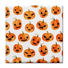 Orange Carved Pumpkins, Adoxali, Halloween Tile Coaster