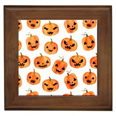 Orange Carved Pumpkins, Adoxali, Halloween Framed Tile by kyorashop23