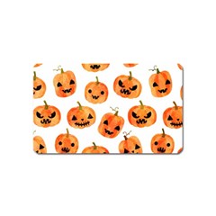 Orange Carved Pumpkins, Adoxali, Halloween Magnet (name Card) by kyorashop23