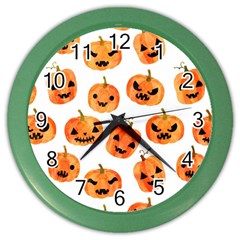 Orange Carved Pumpkins, Adoxali, Halloween Color Wall Clock by kyorashop23