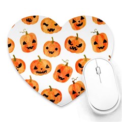 Orange Carved Pumpkins, Adoxali, Halloween Heart Mousepad by kyorashop23