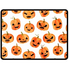 Orange Carved Pumpkins, Adoxali, Halloween Fleece Blanket (large) by kyorashop23