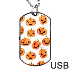 Orange Carved Pumpkins, Adoxali, Halloween Dog Tag Usb Flash (one Side) by kyorashop23