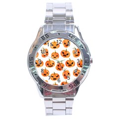 Orange Carved Pumpkins, Adoxali, Halloween Stainless Steel Analogue Watch by kyorashop23