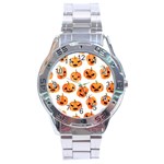 Orange Carved Pumpkins, Adoxali, Halloween Stainless Steel Analogue Watch Front