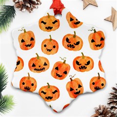 Orange Carved Pumpkins, Adoxali, Halloween Snowflake Ornament (two Sides)