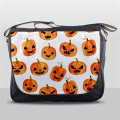 Orange Carved Pumpkins, Adoxali, Halloween Messenger Bag by kyorashop23