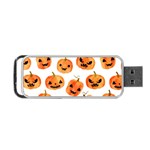 Orange Carved Pumpkins, Adoxali, Halloween Portable USB Flash (One Side) Front