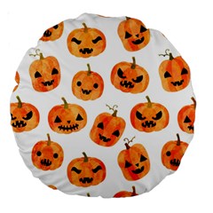 Orange Carved Pumpkins, Adoxali, Halloween Large 18  Premium Round Cushions