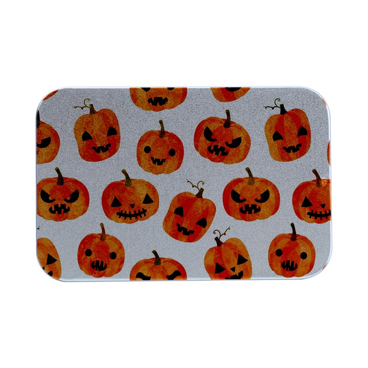 Orange Carved Pumpkins, Adoxali, Halloween Open Lid Metal Box (Silver)  