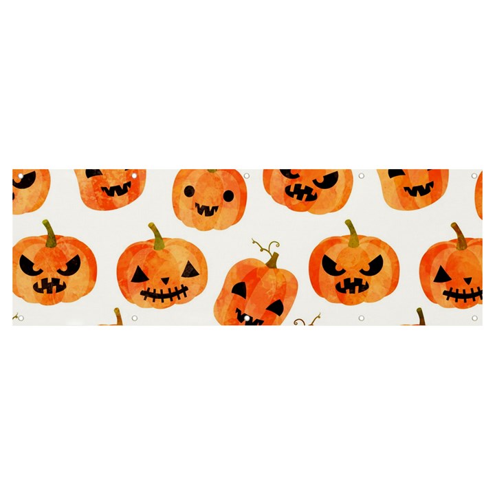 Orange Carved Pumpkins, Adoxali, Halloween Banner and Sign 12  x 4 