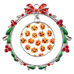 Orange Carved Pumpkins, Adoxali, Halloween Metal X mas Wreath Ribbon Ornament