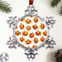 Orange Carved Pumpkins, Adoxali, Halloween Metal Large Snowflake Ornament by kyorashop23