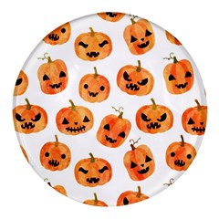 Orange Carved Pumpkins, Adoxali, Halloween Round Glass Fridge Magnet (4 Pack) by kyorashop23