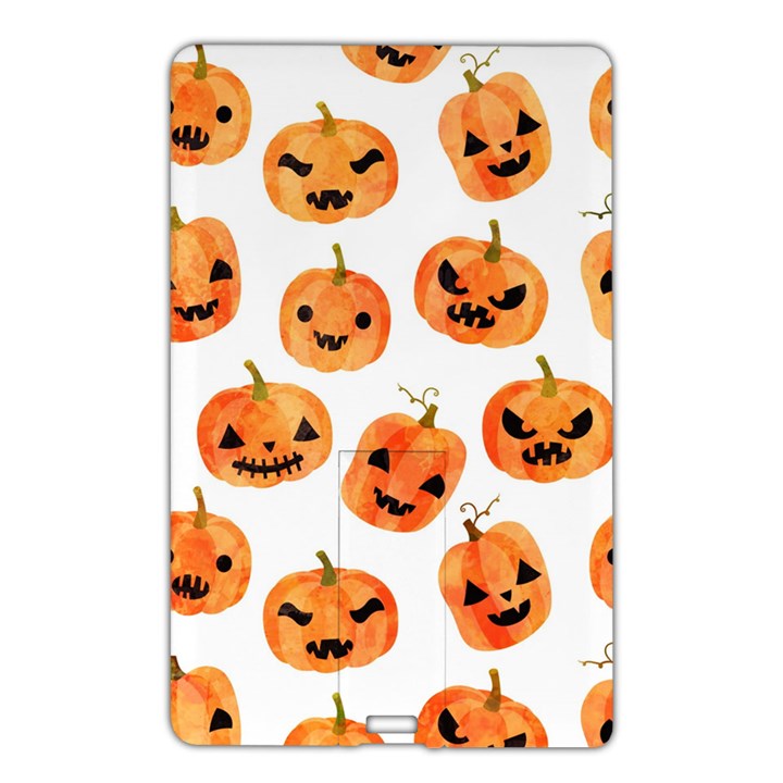 Orange Carved Pumpkins, Adoxali, Halloween Name Card Style USB Flash Drive