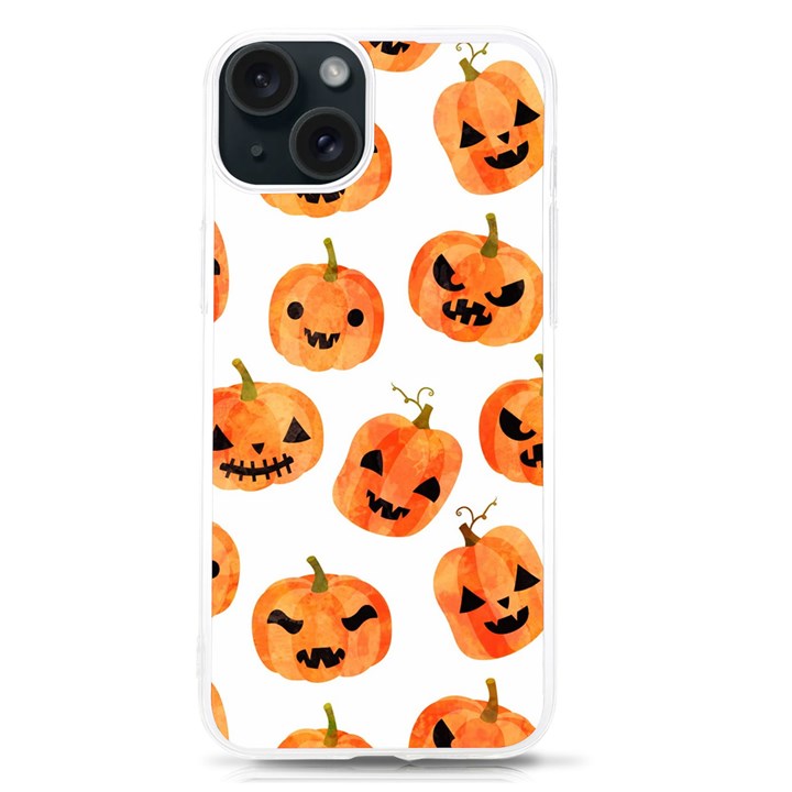 Orange Carved Pumpkins, Adoxali, Halloween iPhone 15 TPU UV Print Case