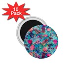 Pink On Blue Leaves 1.75  Magnets (10 pack)  Front