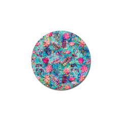 Pink On Blue Leaves Golf Ball Marker (4 Pack) by kyorashop23