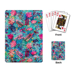 Pink On Blue Leaves Playing Cards Single Design (rectangle)