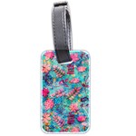 Pink On Blue Leaves Luggage Tag (two sides) Front