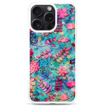 Pink On Blue Leaves iPhone 15 Pro Max TPU UV Print Case Front