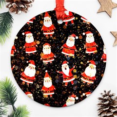 Santa Claus & Glitter, Adoxali, Christmas, Claus, December Round Ornament (two Sides)