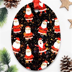 Santa Claus & Glitter, Adoxali, Christmas, Claus, December Oval Ornament (two Sides)