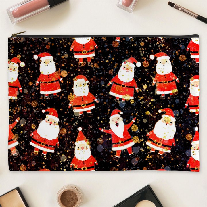 Santa Claus & Glitter, Adoxali, Christmas, Claus, December Cosmetic Bag (XXXL)