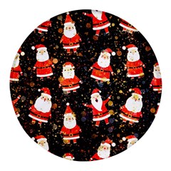 Santa Claus & Glitter, Adoxali, Christmas, Claus, December Round Glass Fridge Magnet (4 Pack) by kyorashop23