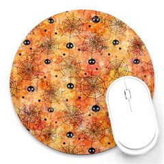 Spooky Spider Pattern, Adoxali, Halloween Round Mousepad by kyorashop23