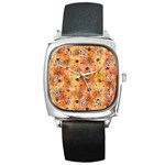 Spooky Spider Pattern, Adoxali, Halloween Square Metal Watch Front