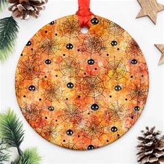 Spooky Spider Pattern, Adoxali, Halloween Round Ornament (two Sides)