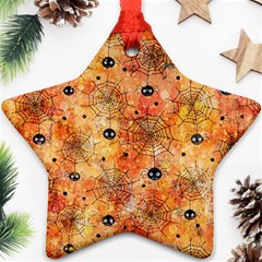 Spooky Spider Pattern, Adoxali, Halloween Star Ornament (two Sides) by kyorashop23