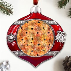 Spooky Spider Pattern, Adoxali, Halloween Metal Snowflake And Bell Red Ornament