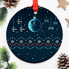 Star Wars Xmas, Star Wars, Christmas, Ugly Sweater Round Ornament (two Sides)