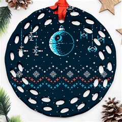 Star Wars Xmas, Star Wars, Christmas, Ugly Sweater Round Filigree Ornament (two Sides)