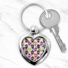 Sugar Skulls - Floral Key Chain (heart) by kyorashop23