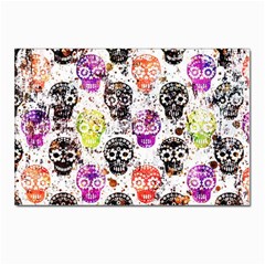 Sugar Skulls - Floral Postcard 4 x 6  (pkg Of 10) by kyorashop23