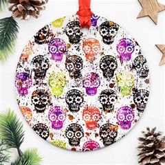 Sugar Skulls - Floral Round Ornament (two Sides)