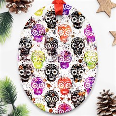 Sugar Skulls - Floral Oval Ornament (two Sides)