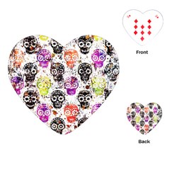 Sugar Skulls - Floral Playing Cards Single Design (heart)