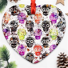 Sugar Skulls - Floral Heart Ornament (two Sides)