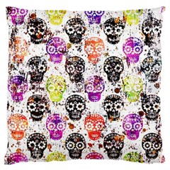 Sugar Skulls - Floral Large Premium Plush Fleece Cushion Case (one Side) by kyorashop23