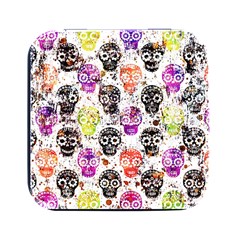 Sugar Skulls - Floral Square Metal Box (black) by kyorashop23