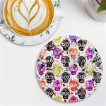 Sugar Skulls - Floral UV Print Round Tile Coaster Front