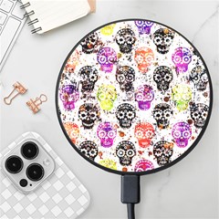 Sugar Skulls - Floral Wireless Fast Charger(black) by kyorashop23