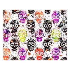 Sugar Skulls - Floral Premium Plush Fleece Blanket (large) by kyorashop23