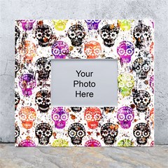 Sugar Skulls - Floral White Wall Photo Frame 5  X 7  by kyorashop23